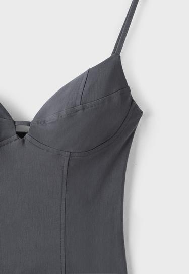 Strappy Bengaline midi dress — Dark grey 9