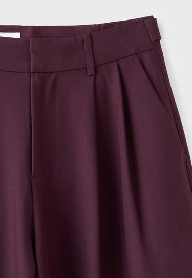 Wide-leg smart trousers with adjustable buttons — Purple 9
