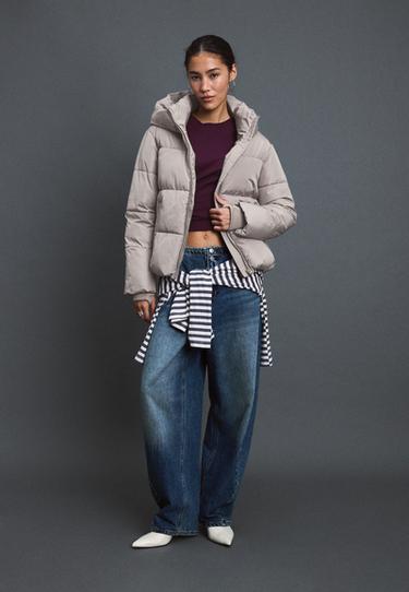 Basic hooded padded jacket — Brown 2