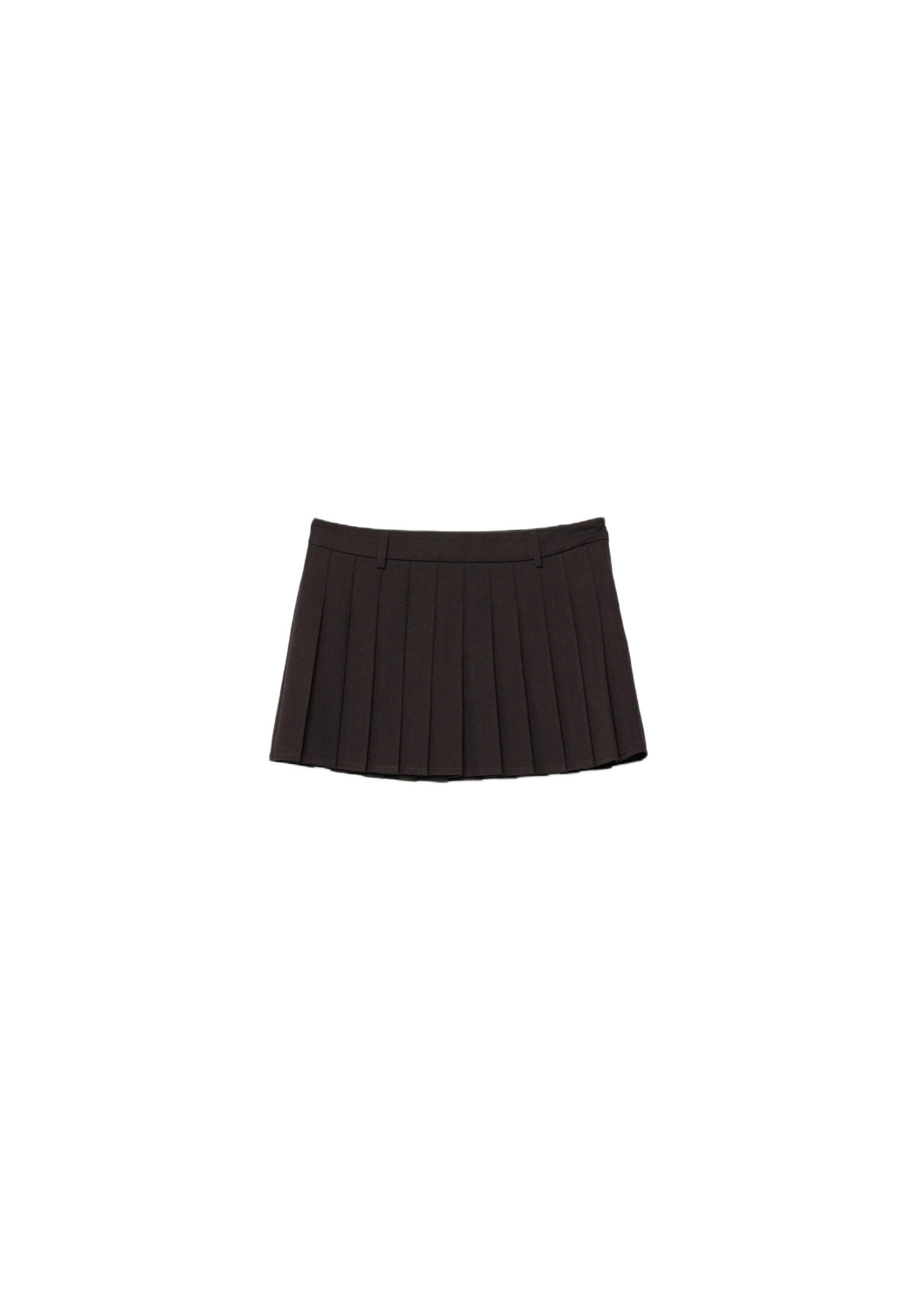 Box pleat mini skirt — Brown
