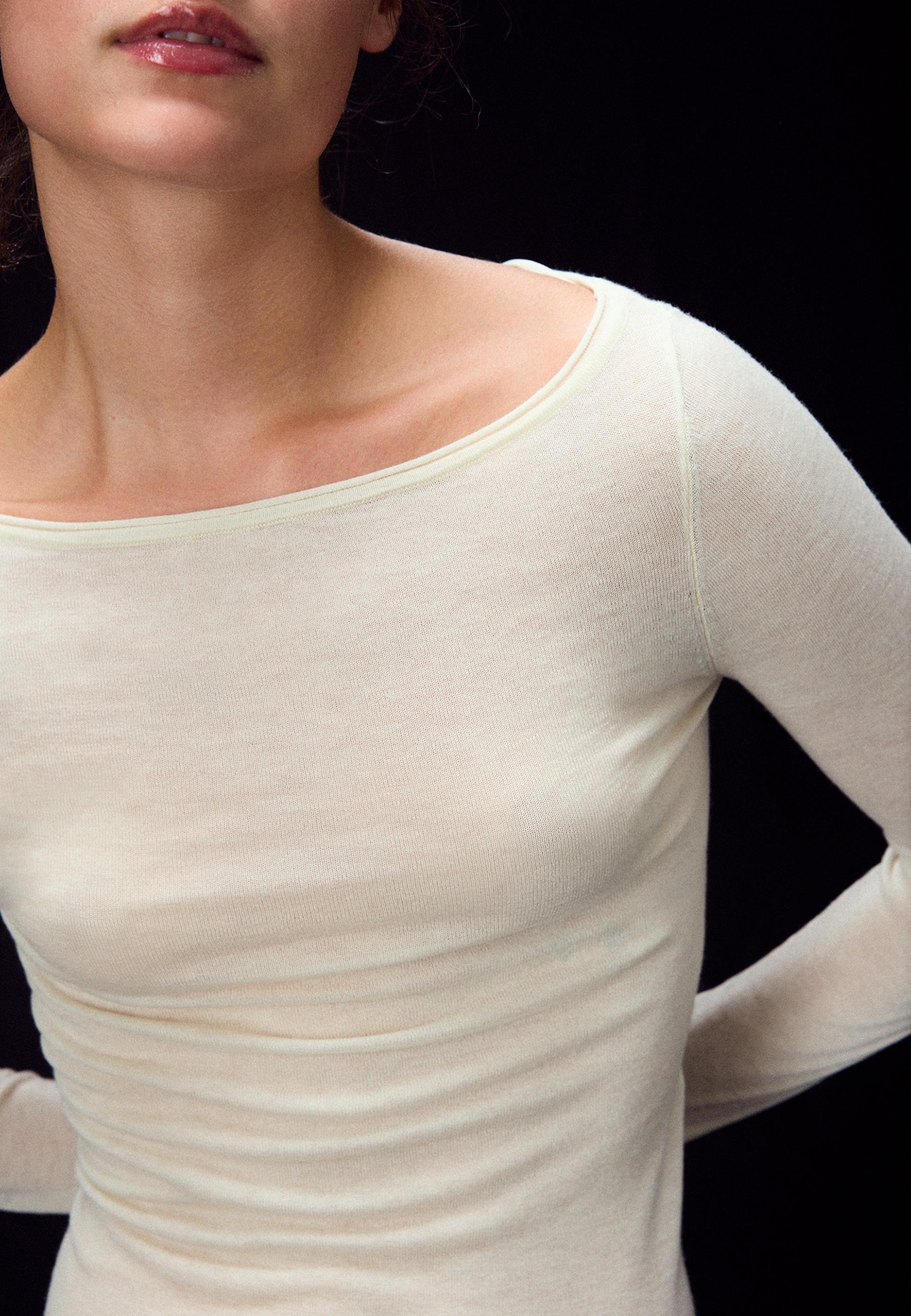 Stradivarius Basic yün ipek geniş yaka kazak görsel 8