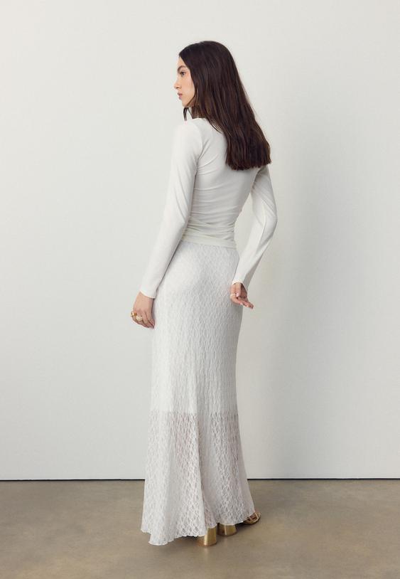 falda midi encaje frunce