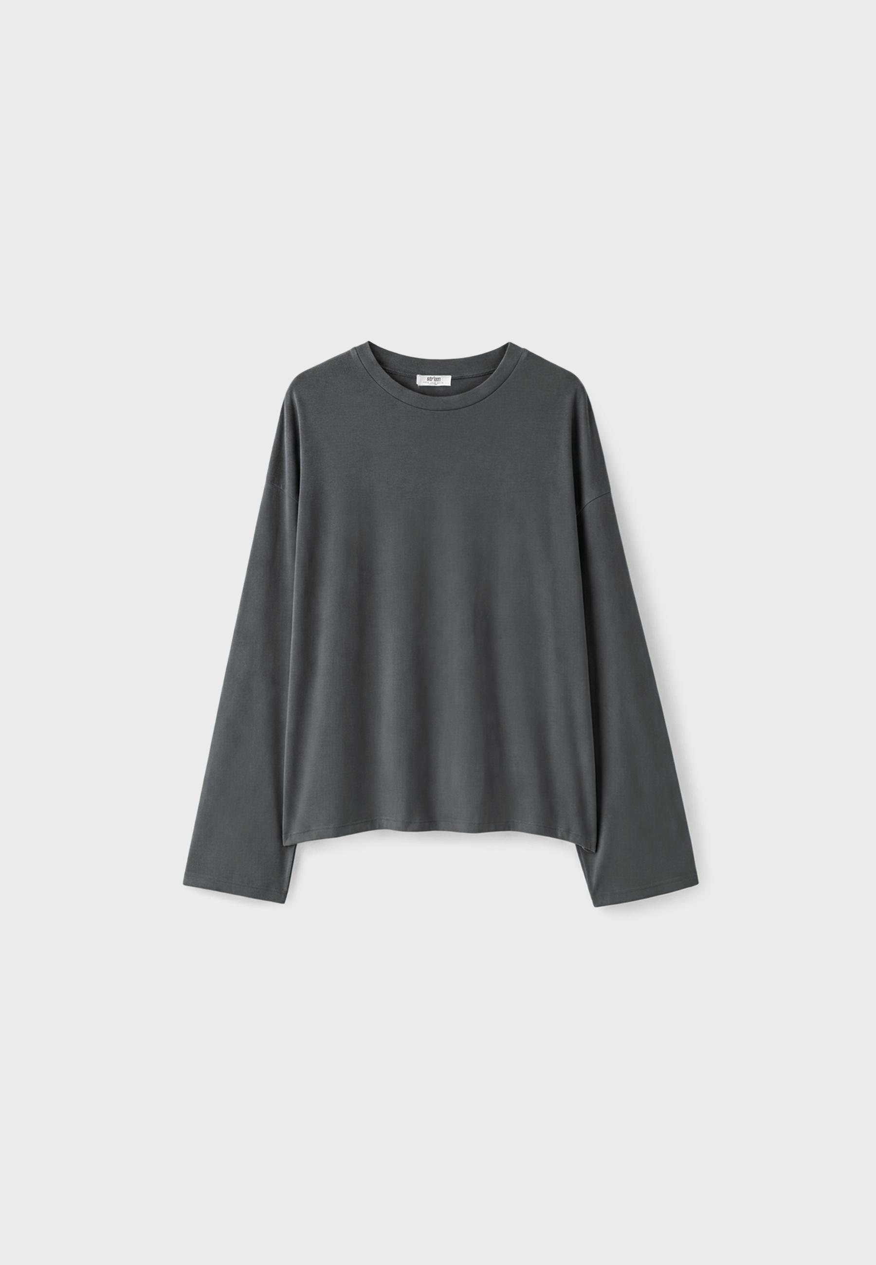 Boxy long sleeve T-shirt — Dark grey