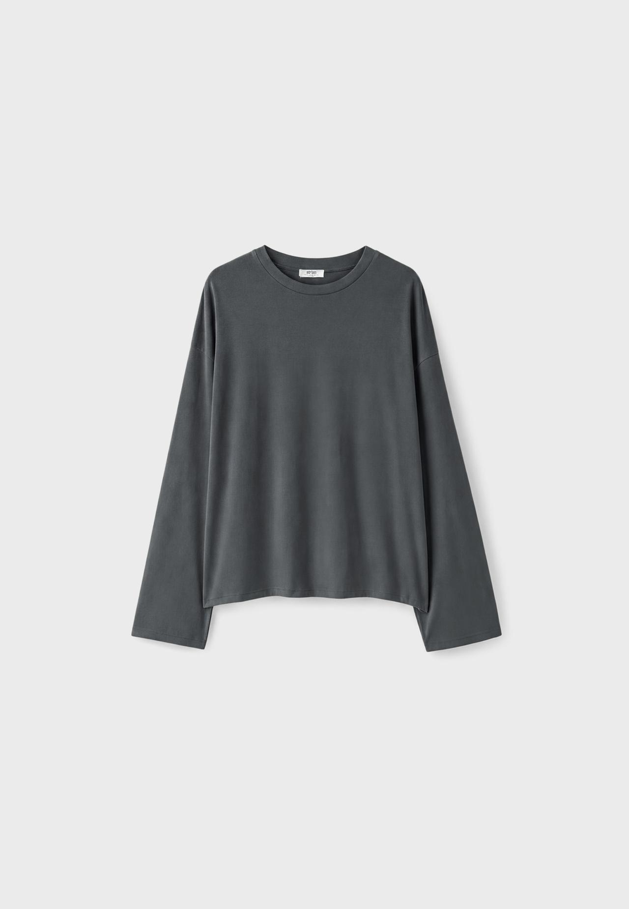 Boxy long sleeve T-shirt — Dark grey