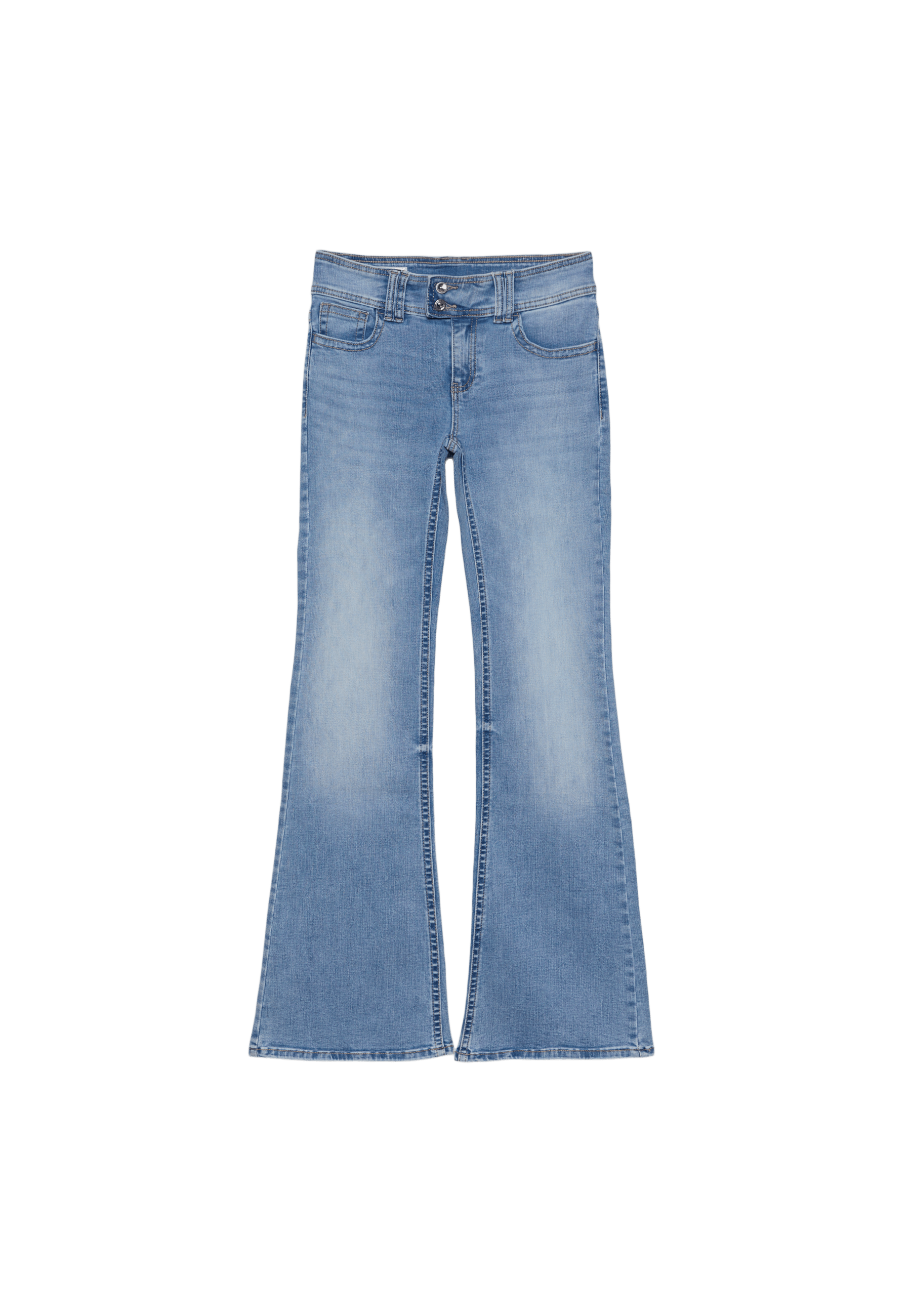 Embroidered bell bottom jeans — MEDIUM LIGHT BLUE DENIM
