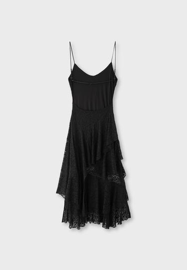 Asymmetric strappy lace dress — Black 8