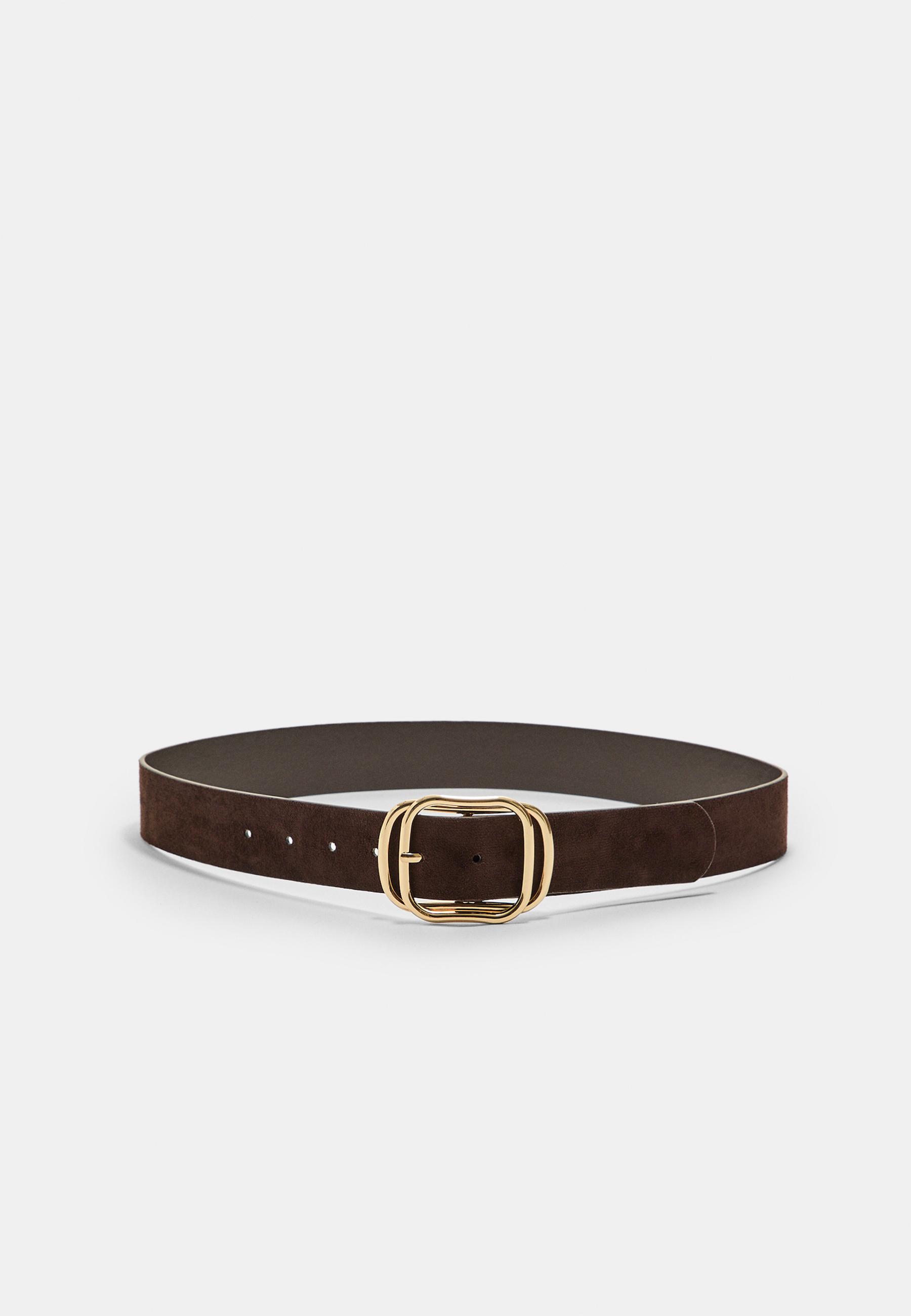 Belt with superimposed buckle — Brown
