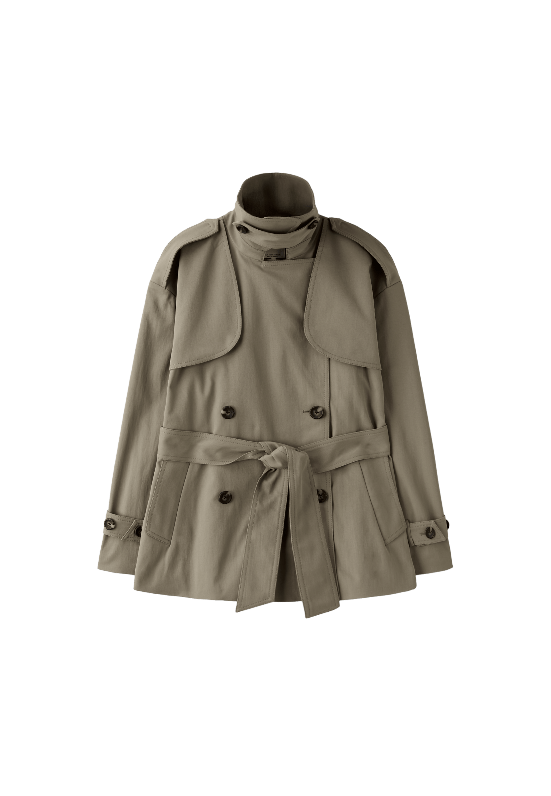 High-neck regular trench coat — Beige