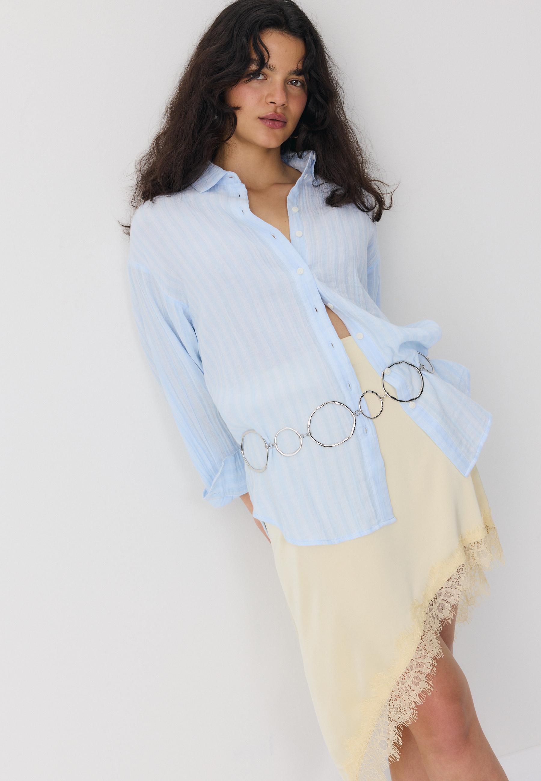 Basic double fabric shirt — Sky blue