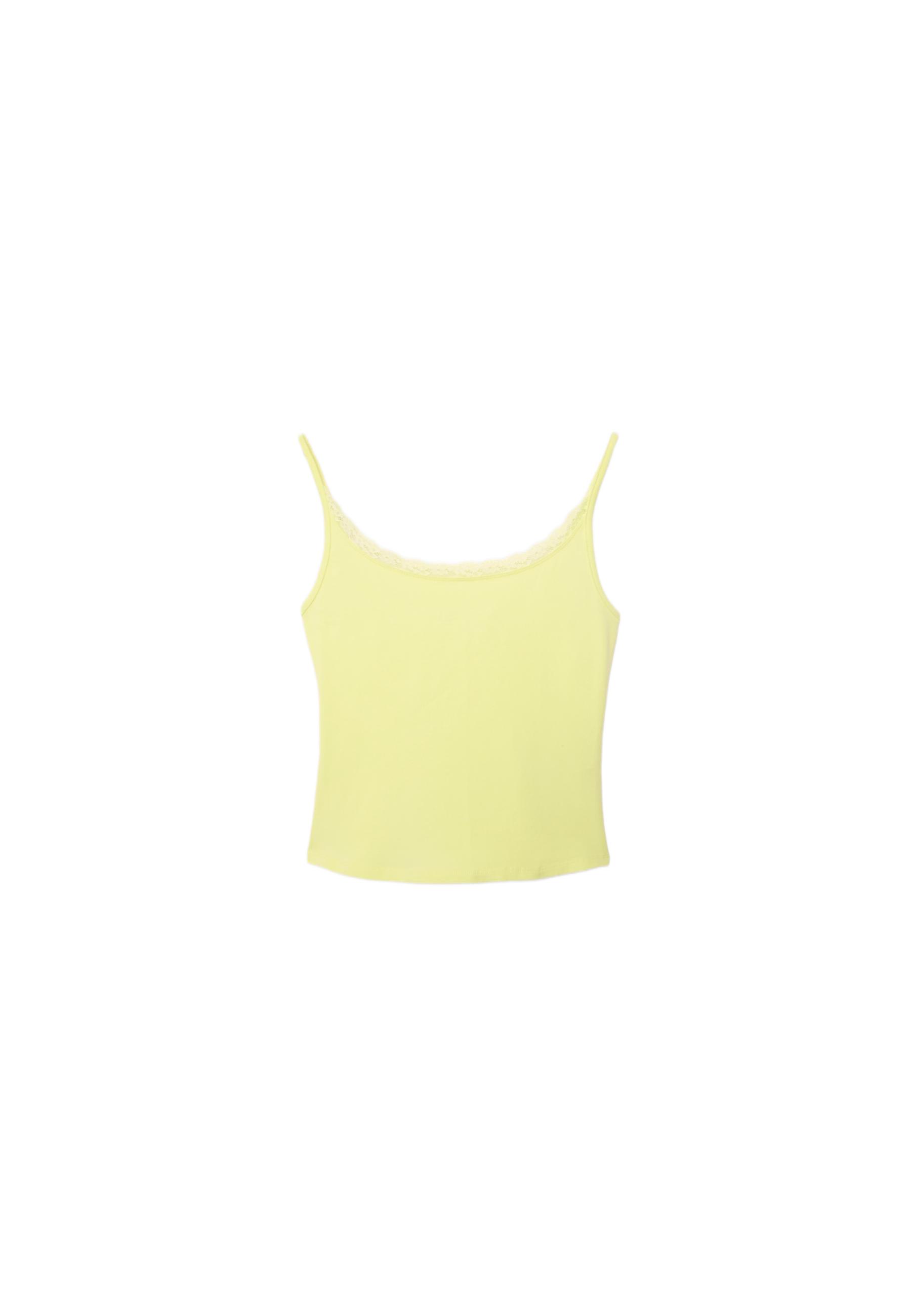 Lace trim strappy top — Pastel yellow