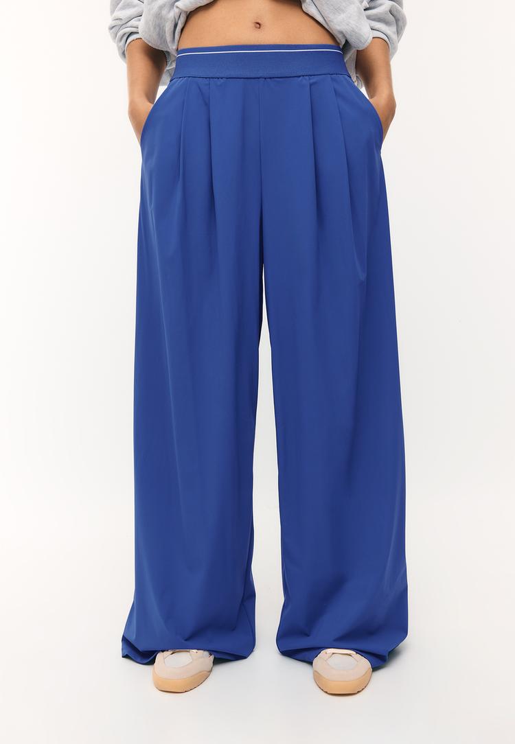 Stradivarius Παντελόνι Jogger Palazzo Με Λάστιχο Στη Μέση Μπλε Ρουαγιάλ Xl