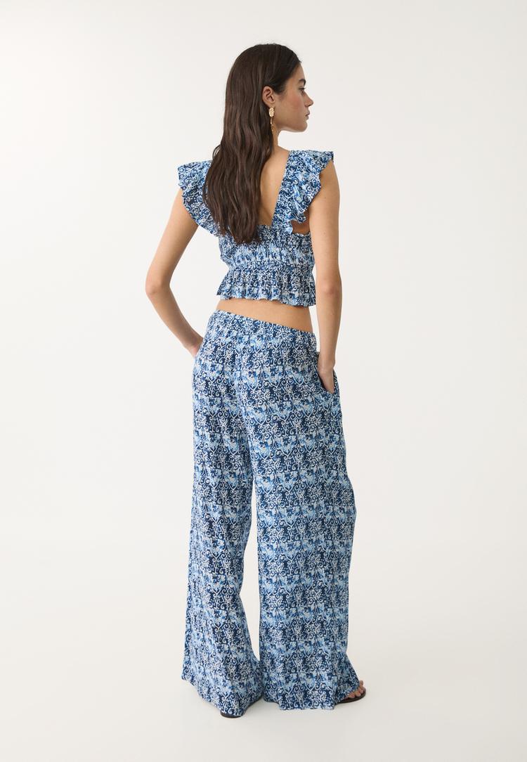 pantalon fluido palazzo estampado