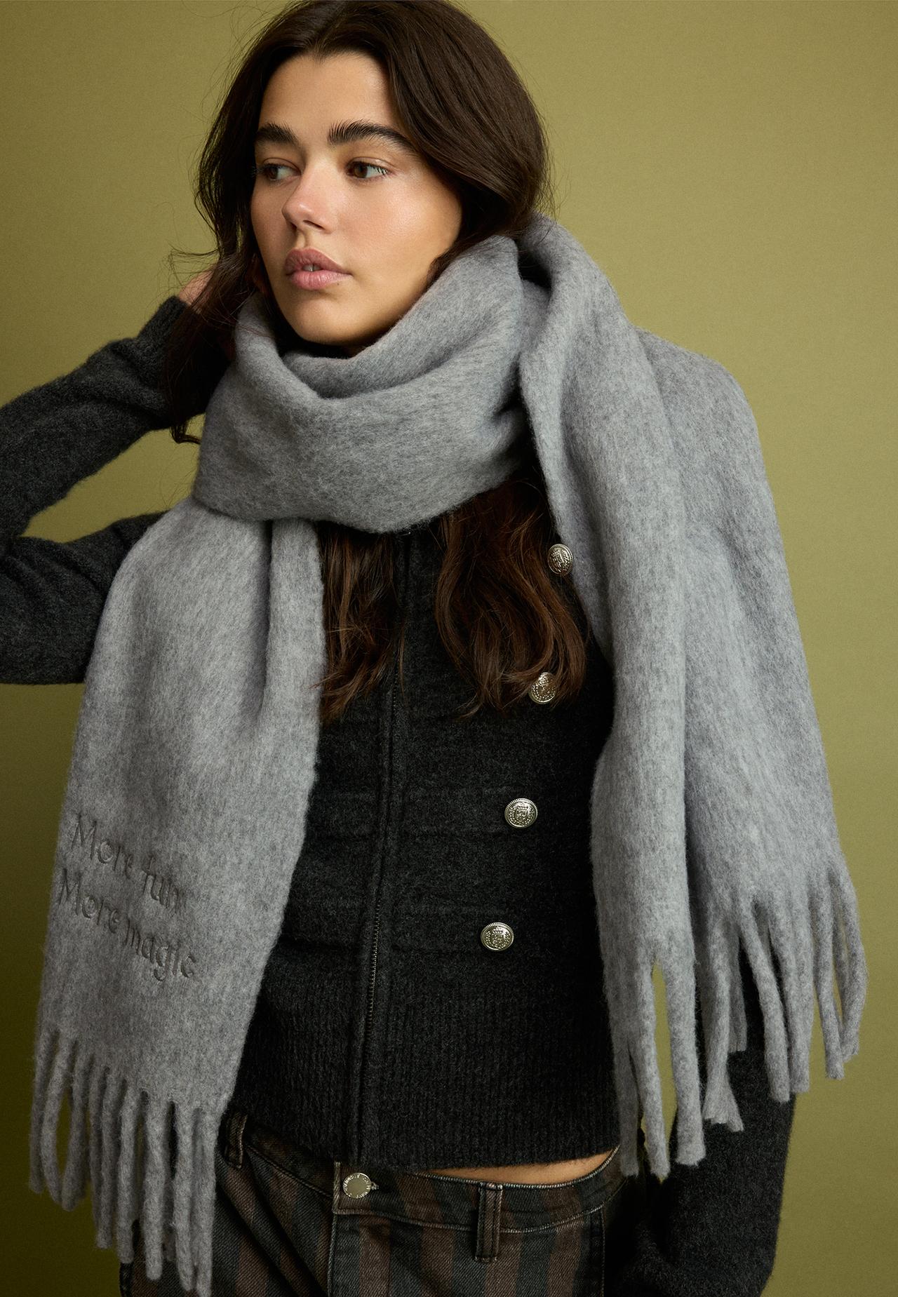 Slogan scarf — Dark grey