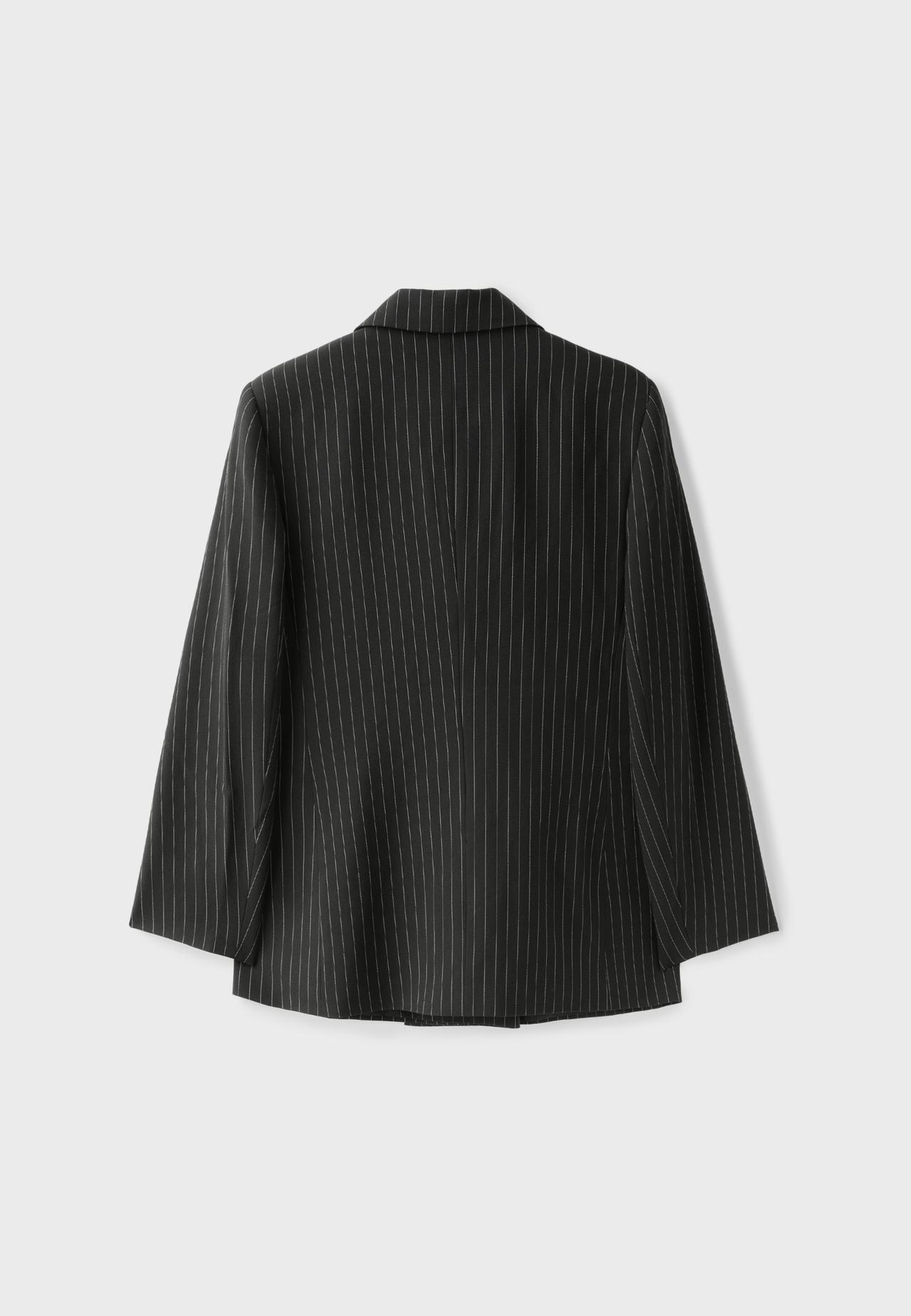 Striped button blazer — Black