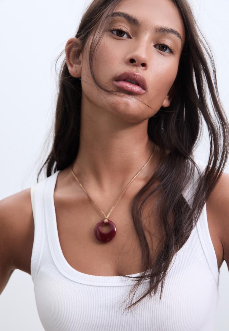 set 2 collares cordon y abalorios