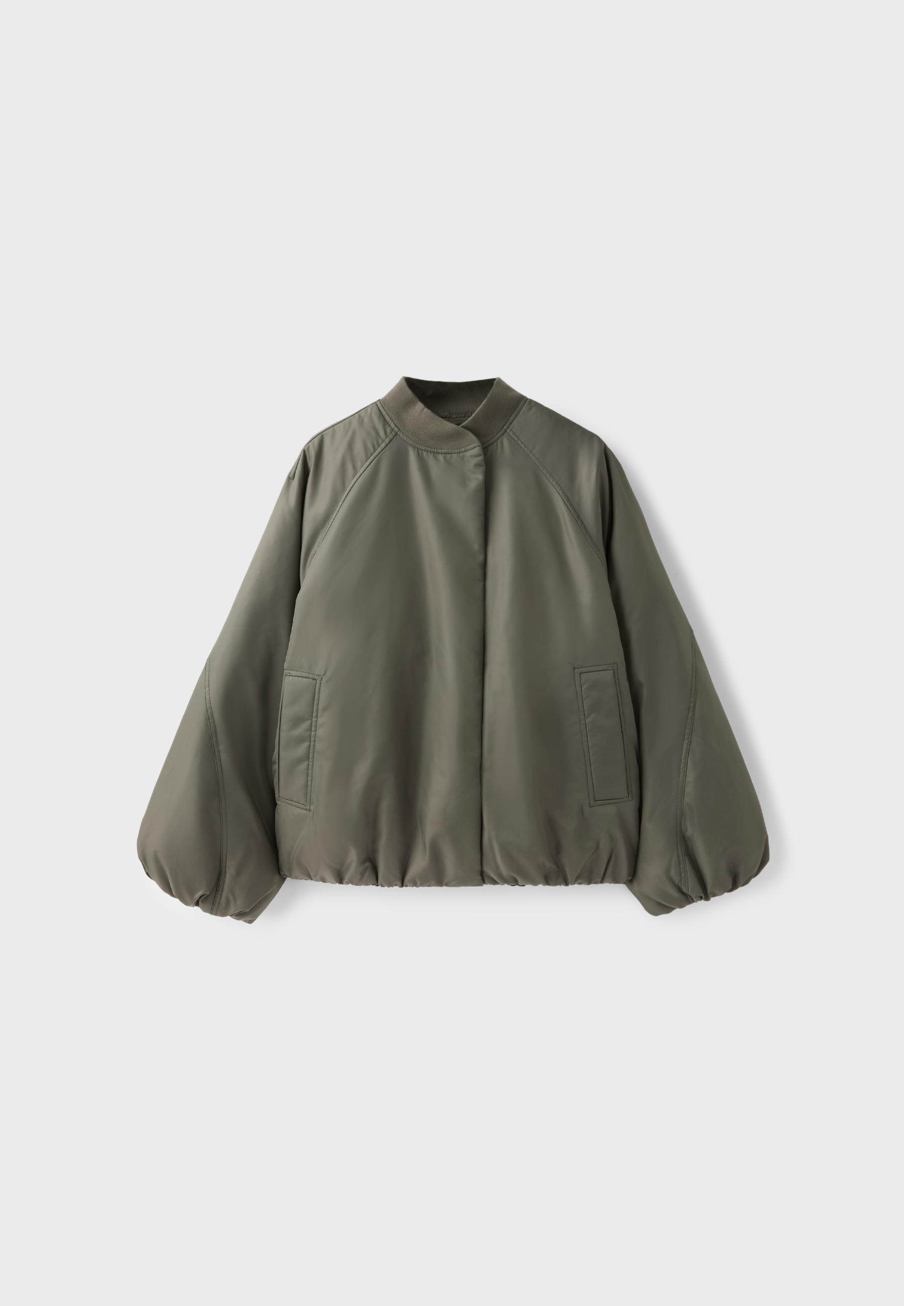 Stand collar bomber jacket — Khaki
