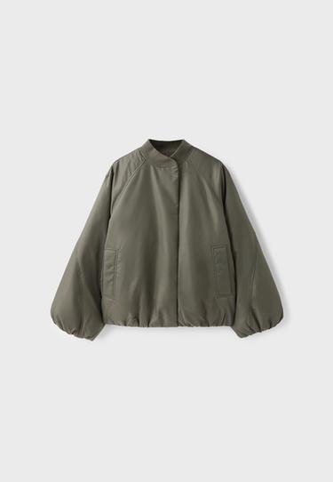 Stand collar bomber jacket — Khaki 7