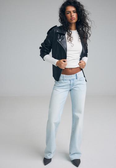 Low-rise straight jeans with hammer waist — LIGHT BLEACH 2