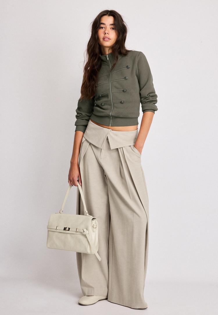 metal button zipup sweatshirt