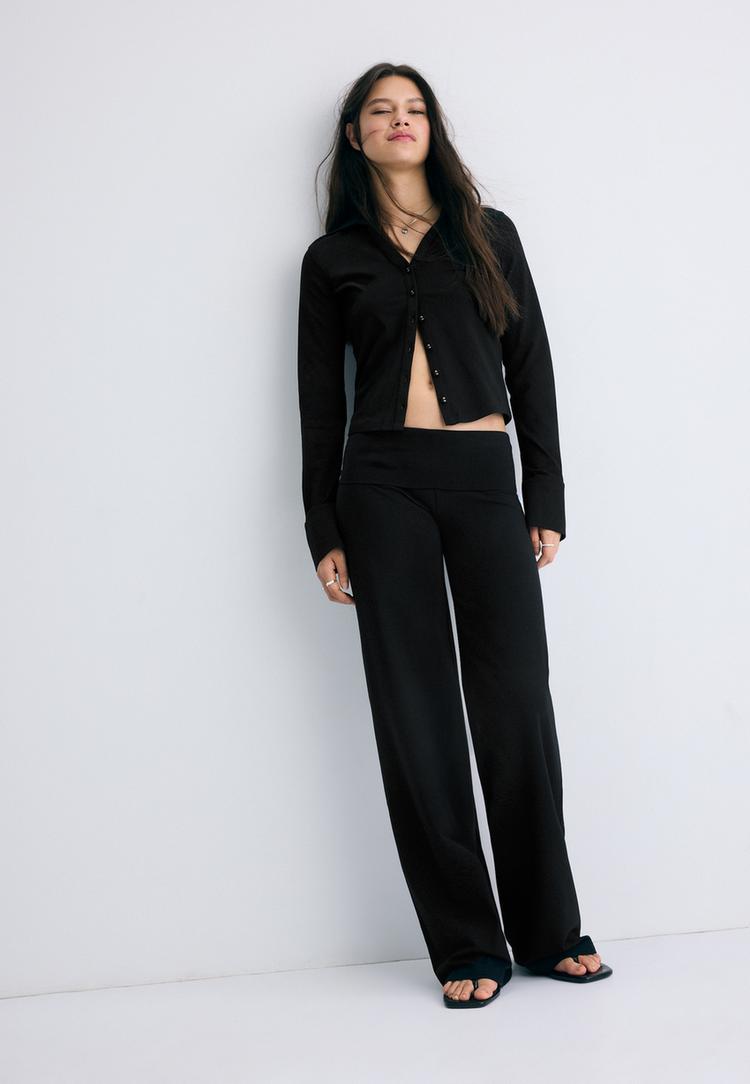 Stradivarius Knit shirt with buttons  Black S