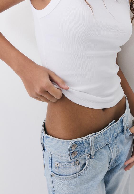 Stradivarius B04 Basic Fitted Sleeveless Top White M