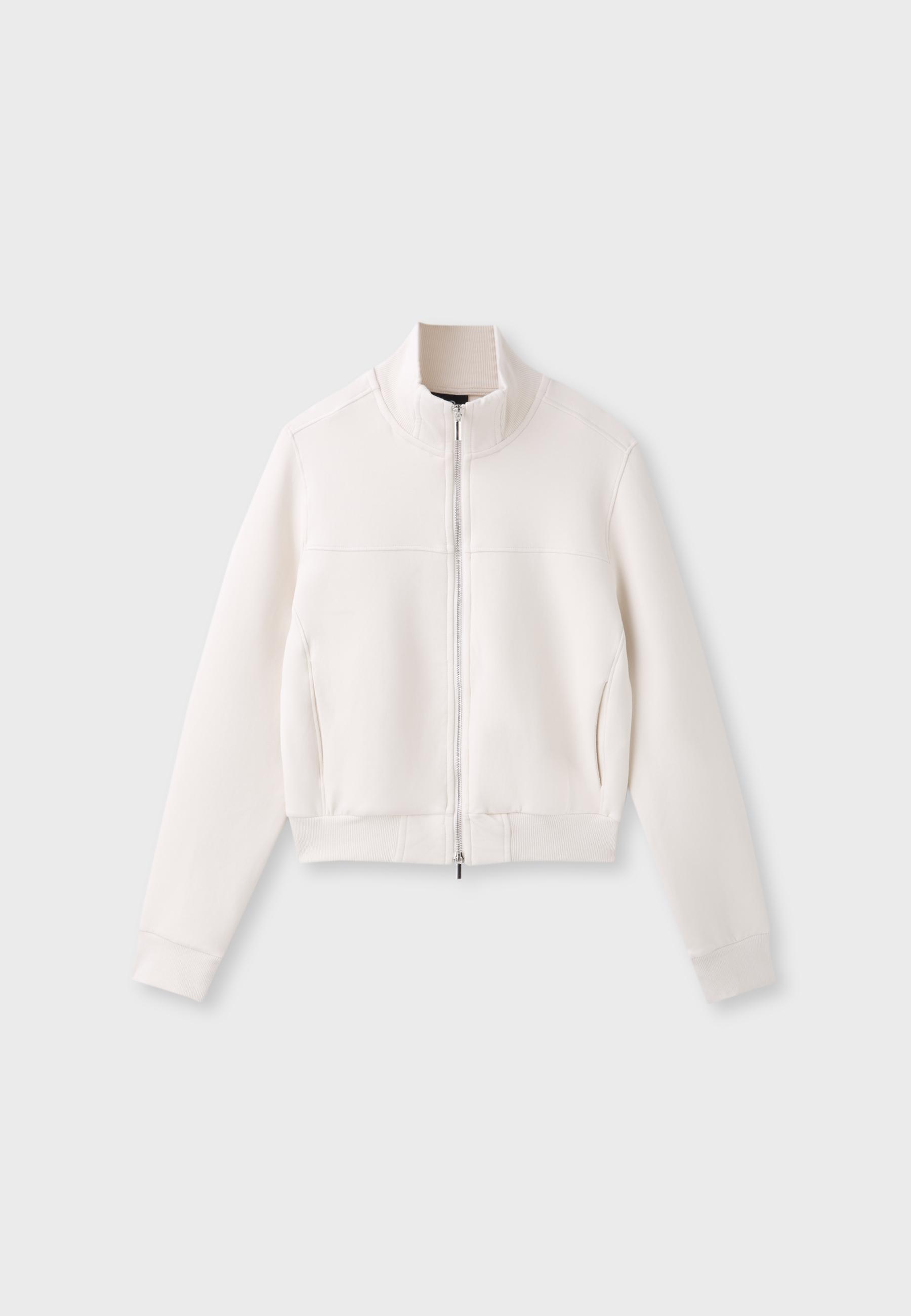 B09 Cropped High-Neck Zip-Up Sweatshirt — Vanilla