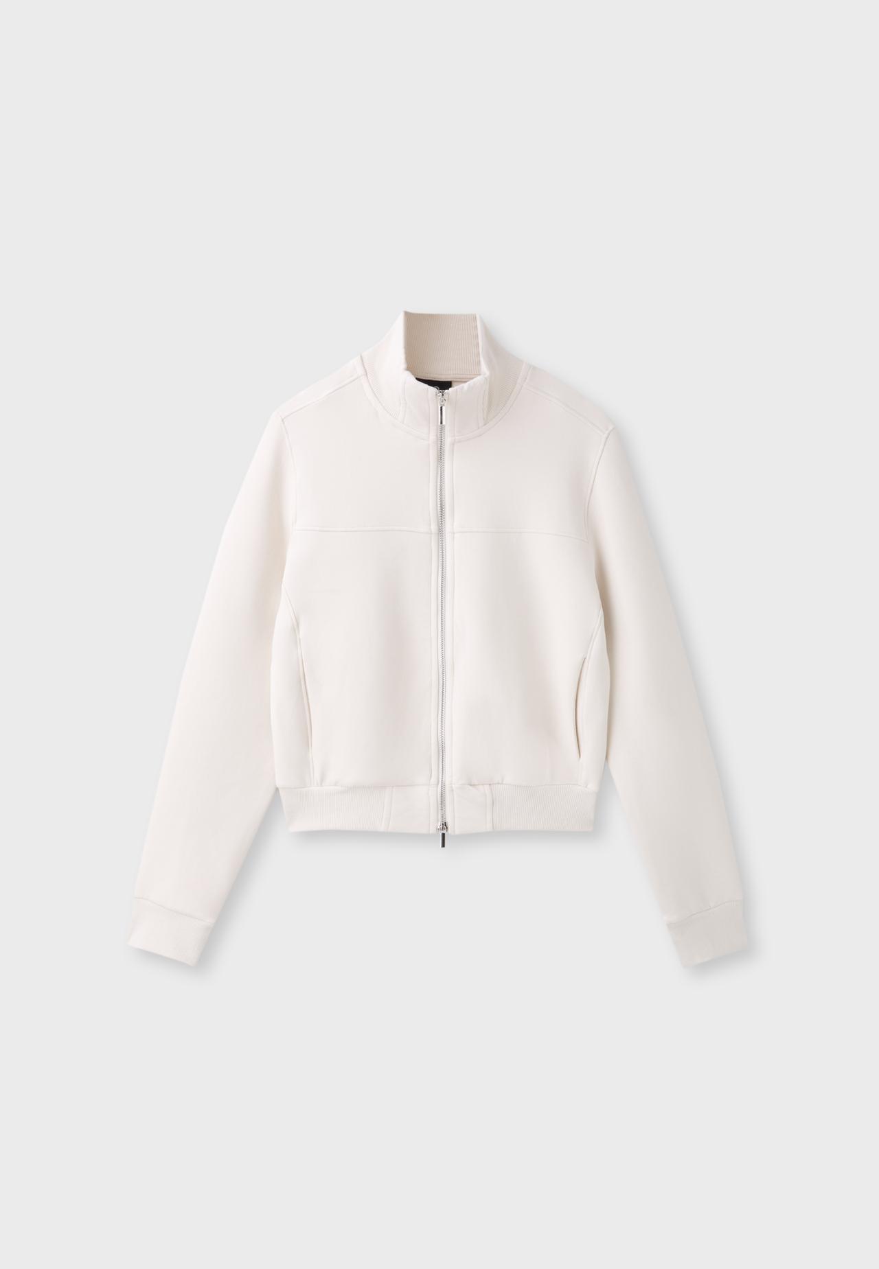 B09 Cropped high-neck zip-up sweatshirt — Vanilla