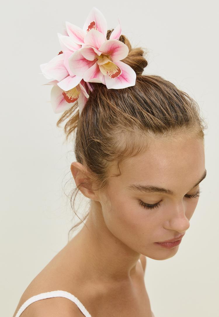 mola de cabelo maxi flor em tecido