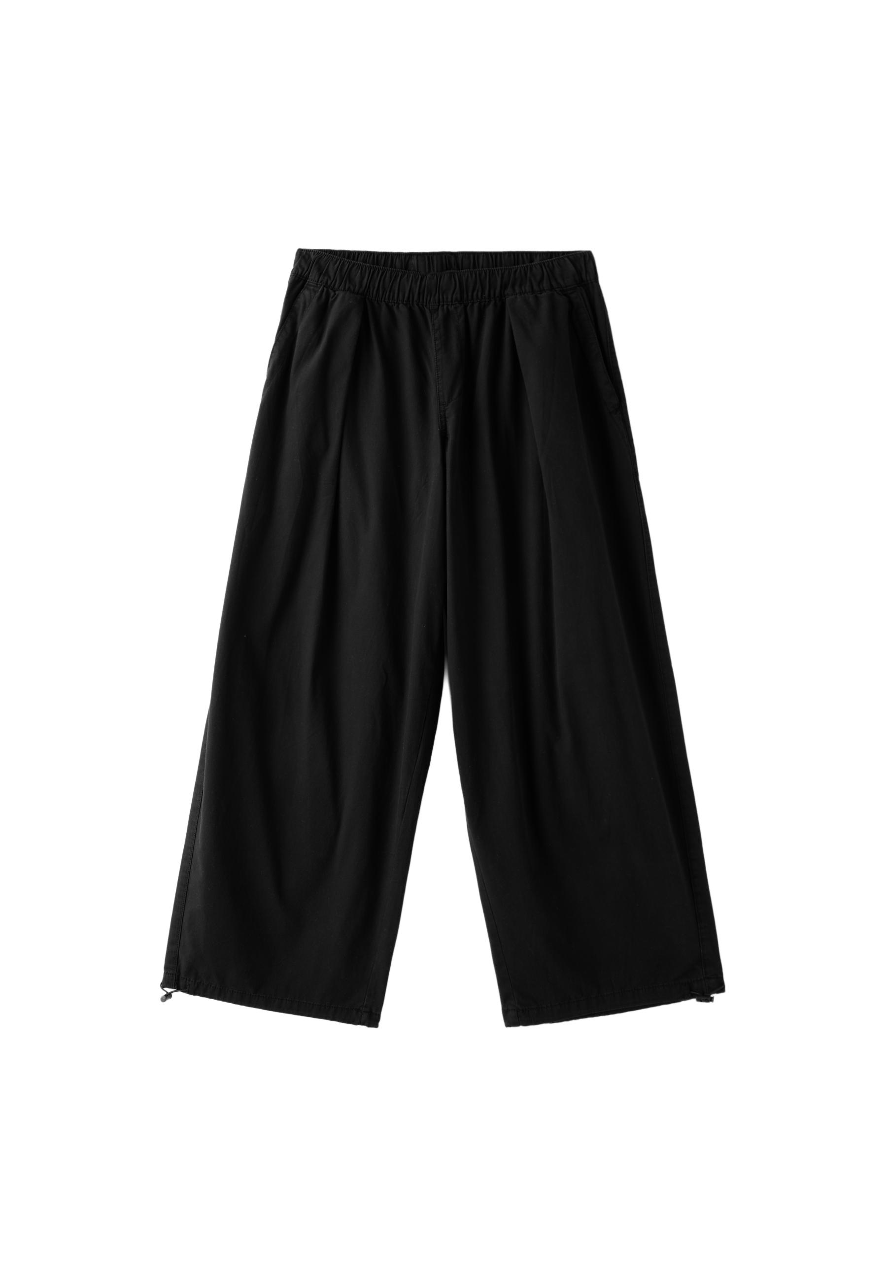 Barrel poplin trousers with stoppers — Black