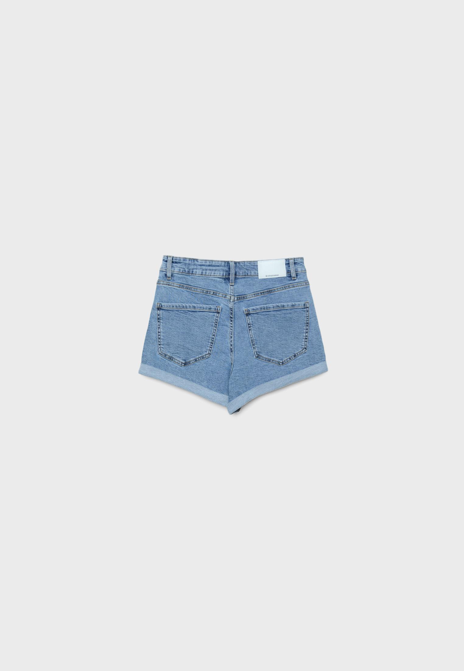 Slim mom fit şort - Görsel 8
