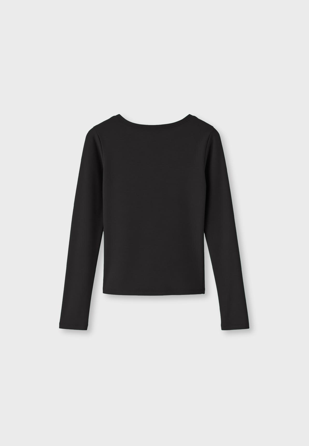 Long sleeve T-shirt with under-bust cut-out — Black