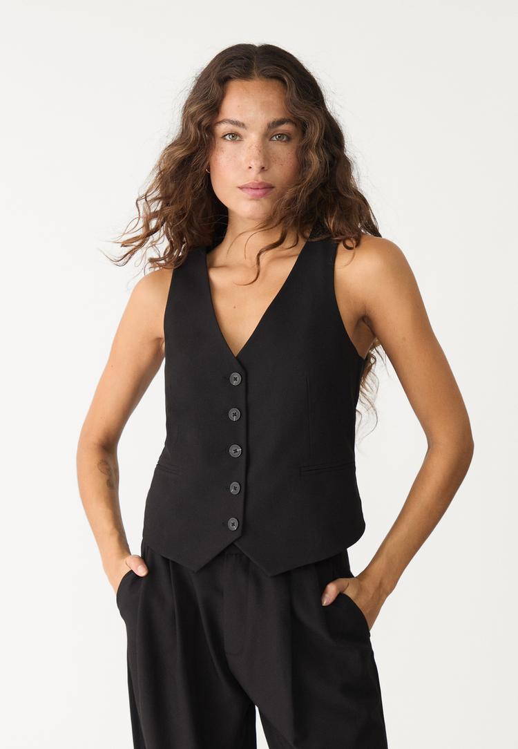 gilet corto con bottoni