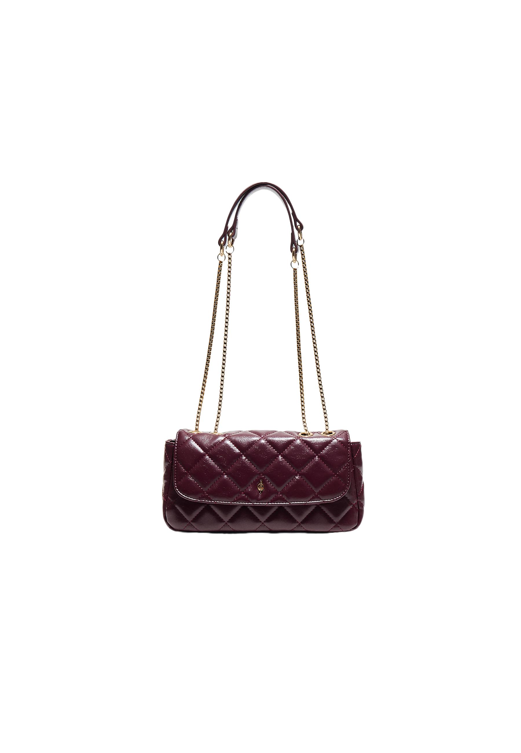 Quilted chain crossbody bag — Burgundy