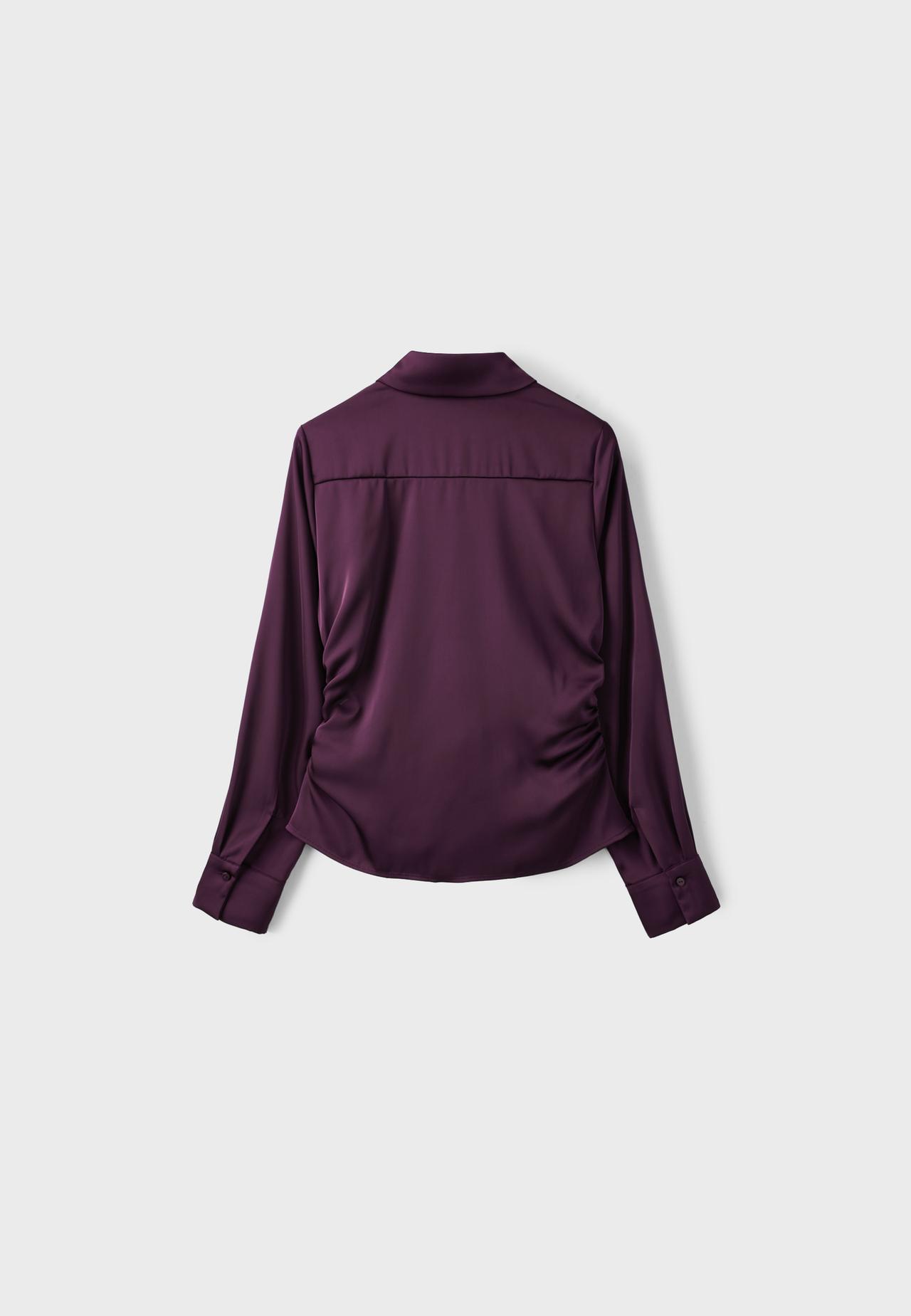 Gathered sateen shirt — Purple