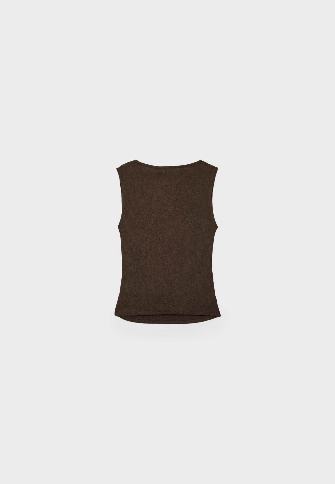 Textured ruched top — Brown