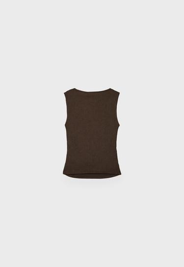 Textured ruched top — Brown 8