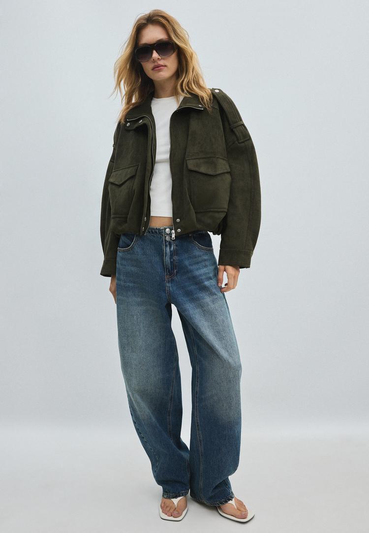 oversize faux suede jacket