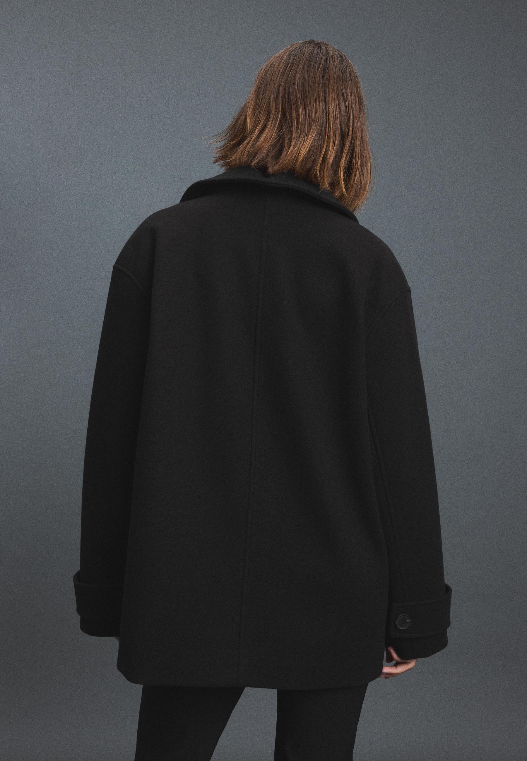Shawl neck short coat — Black
