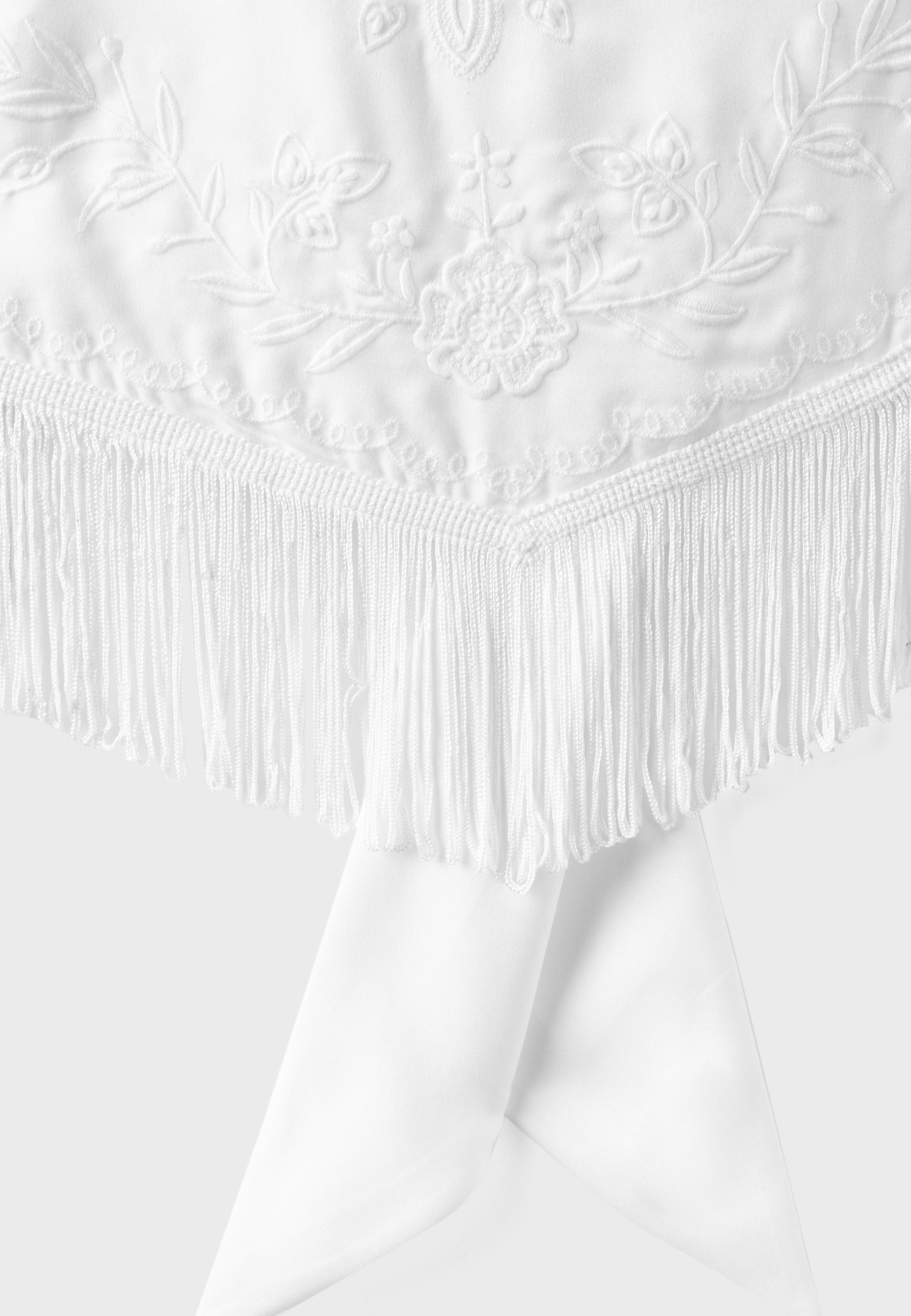 Embroidered fringe bustier top — White