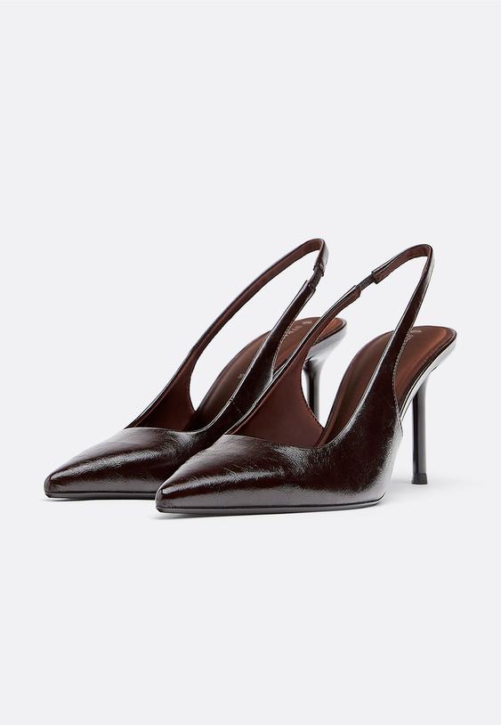 Stradivarius Slingback Heeled Shoes Brown 7