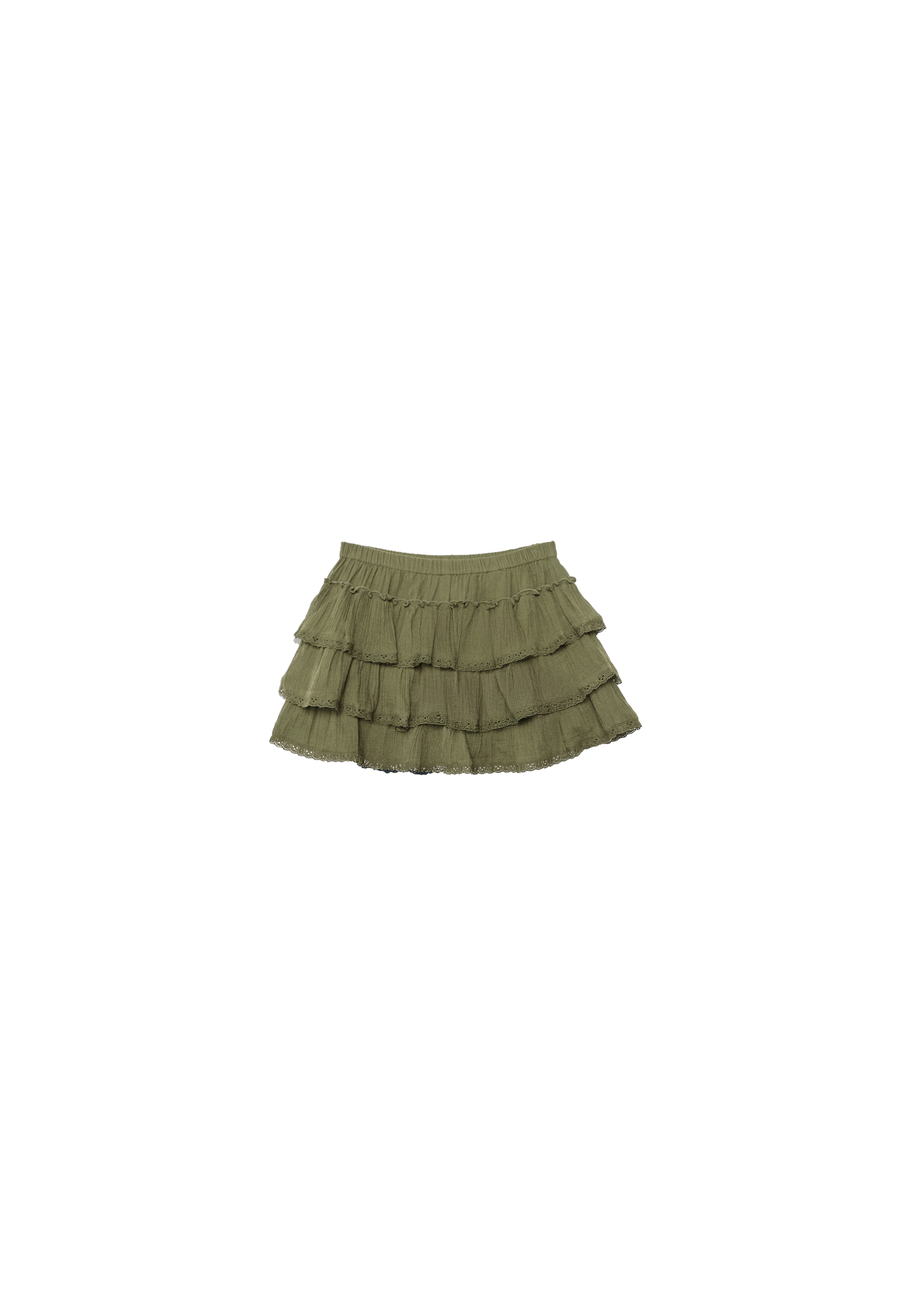Ruffled crinkle skort — Khaki