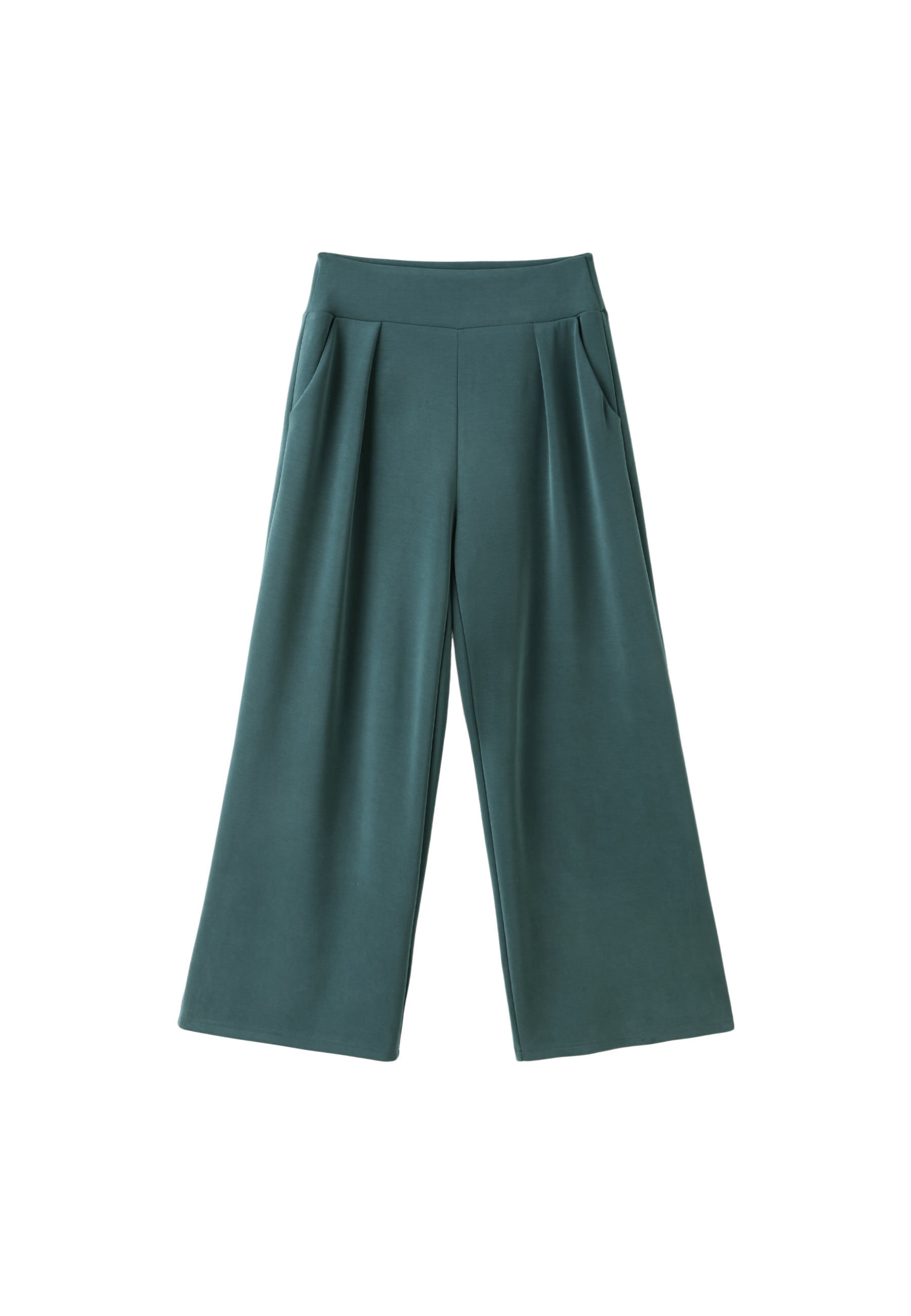 Soft-touch wide-leg trousers with darts — Khaki