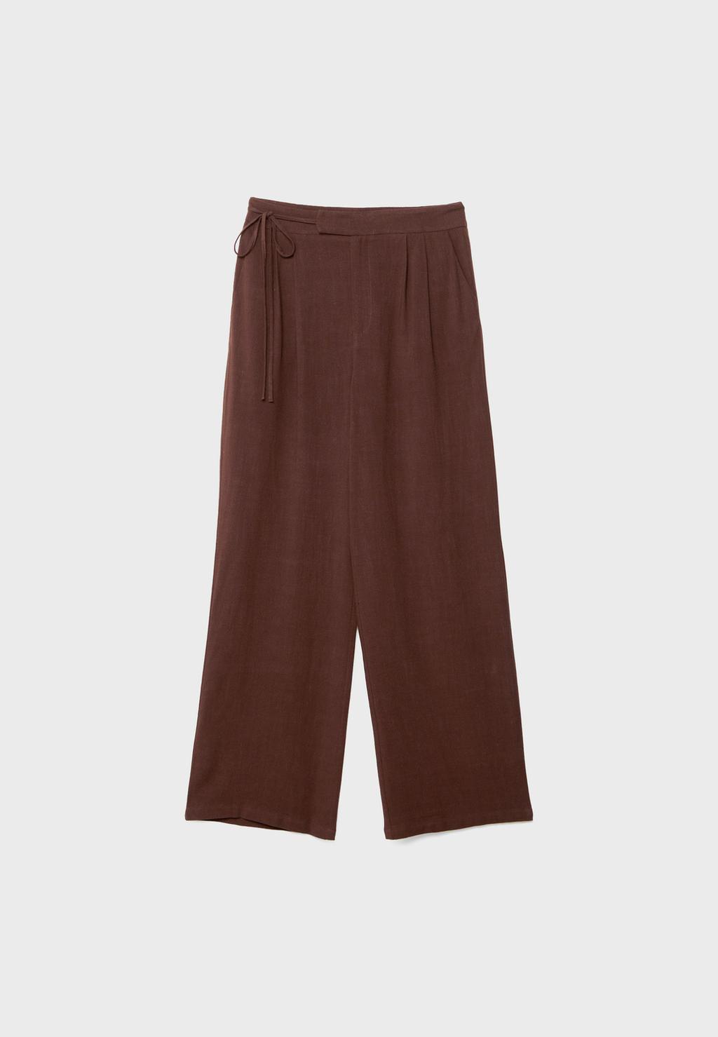 Pantalón fluido lazo con lino