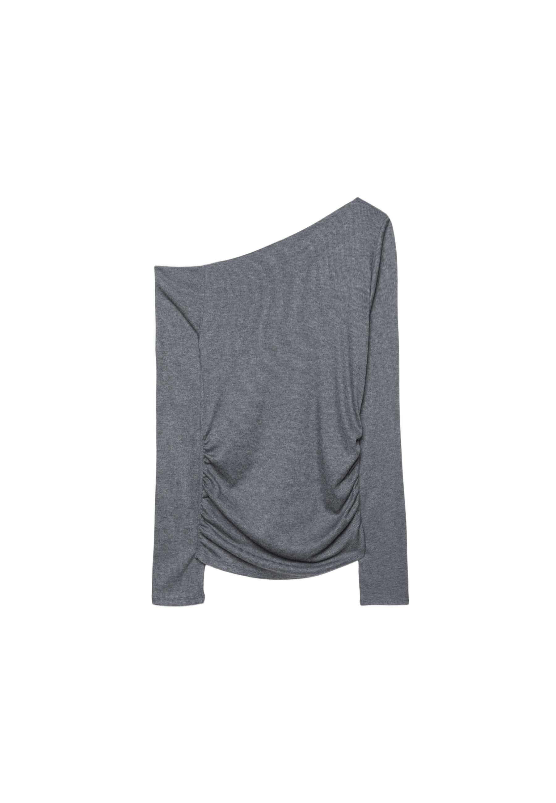Asymmetric T-shirt with gathered detail — Dark grey