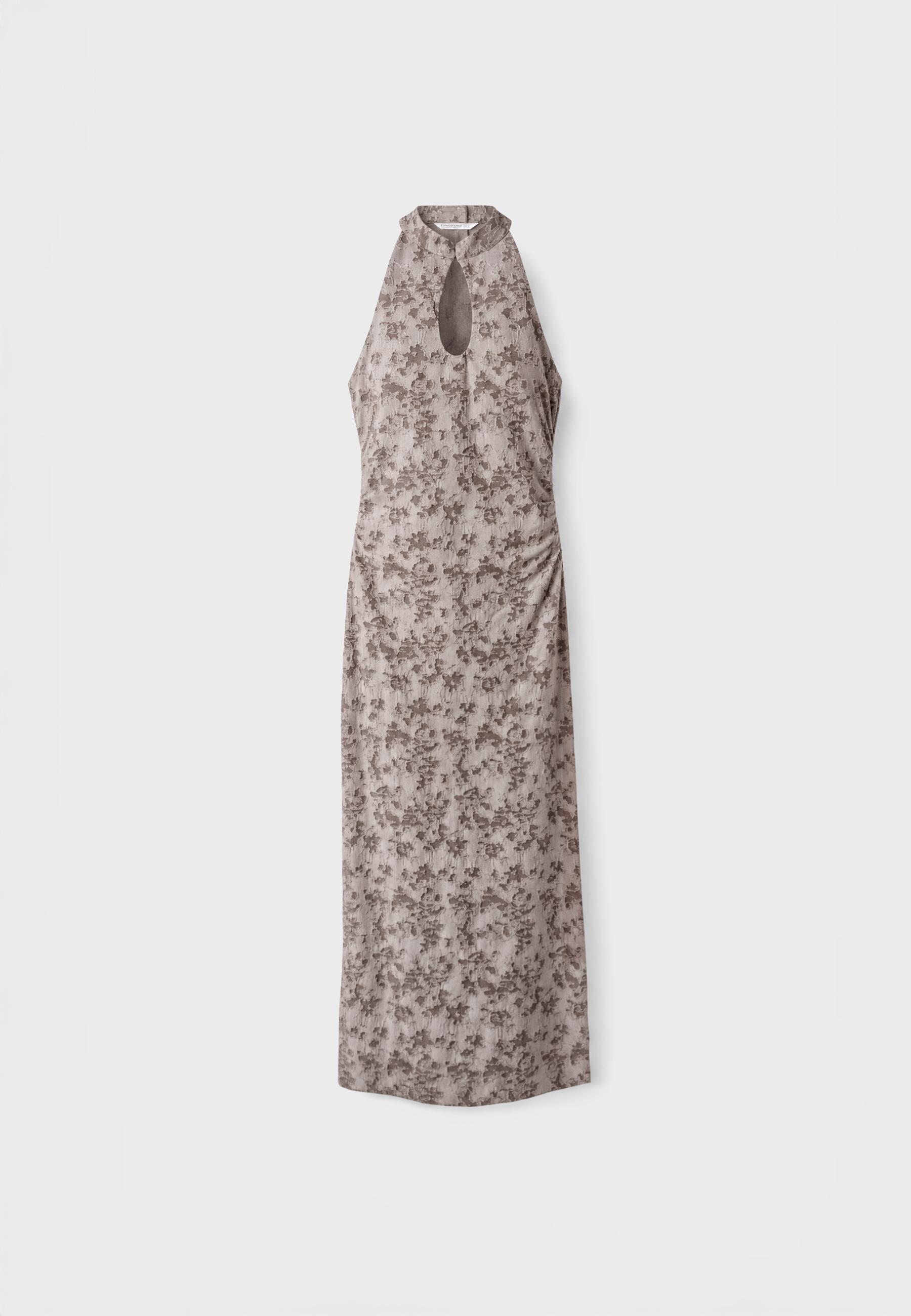 Jacquard midi dress — Brown