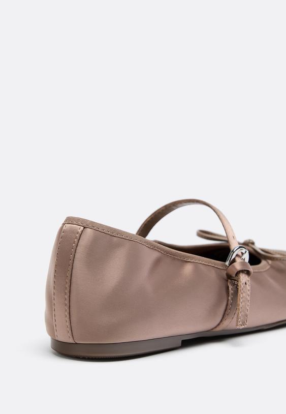 satin buckle ballet flats