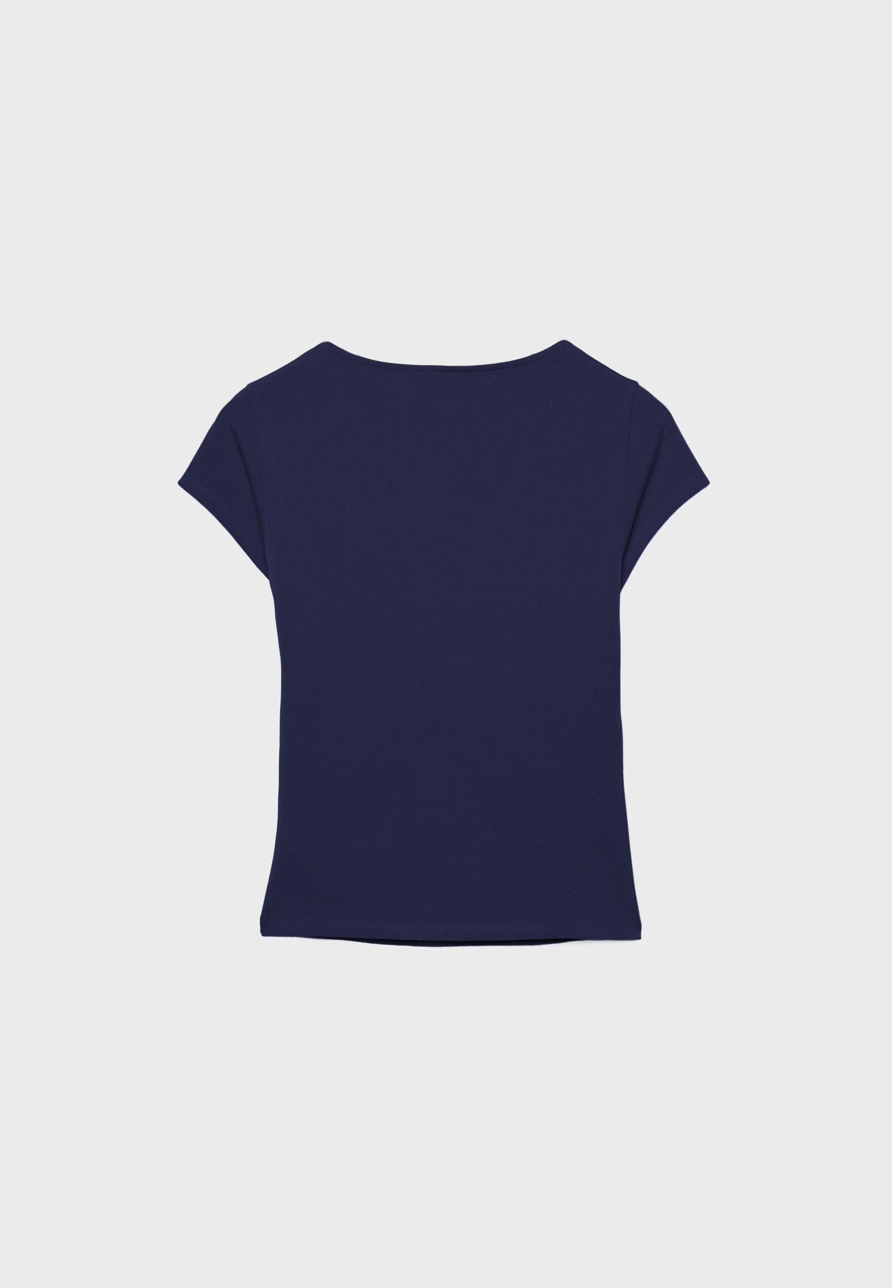 V-neck short sleeve T-shirt — Navy blue