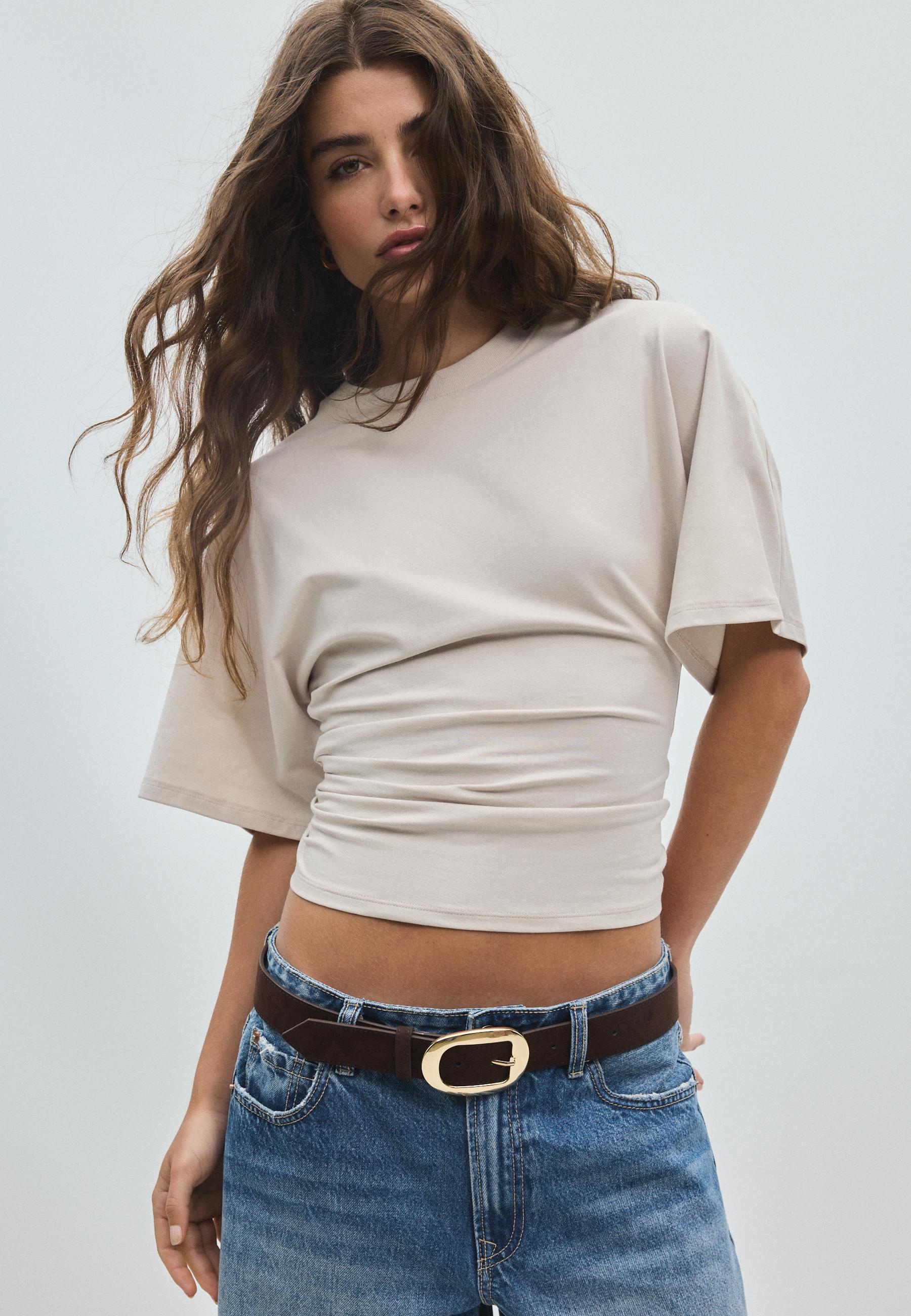 Oval buckle belt — Brown