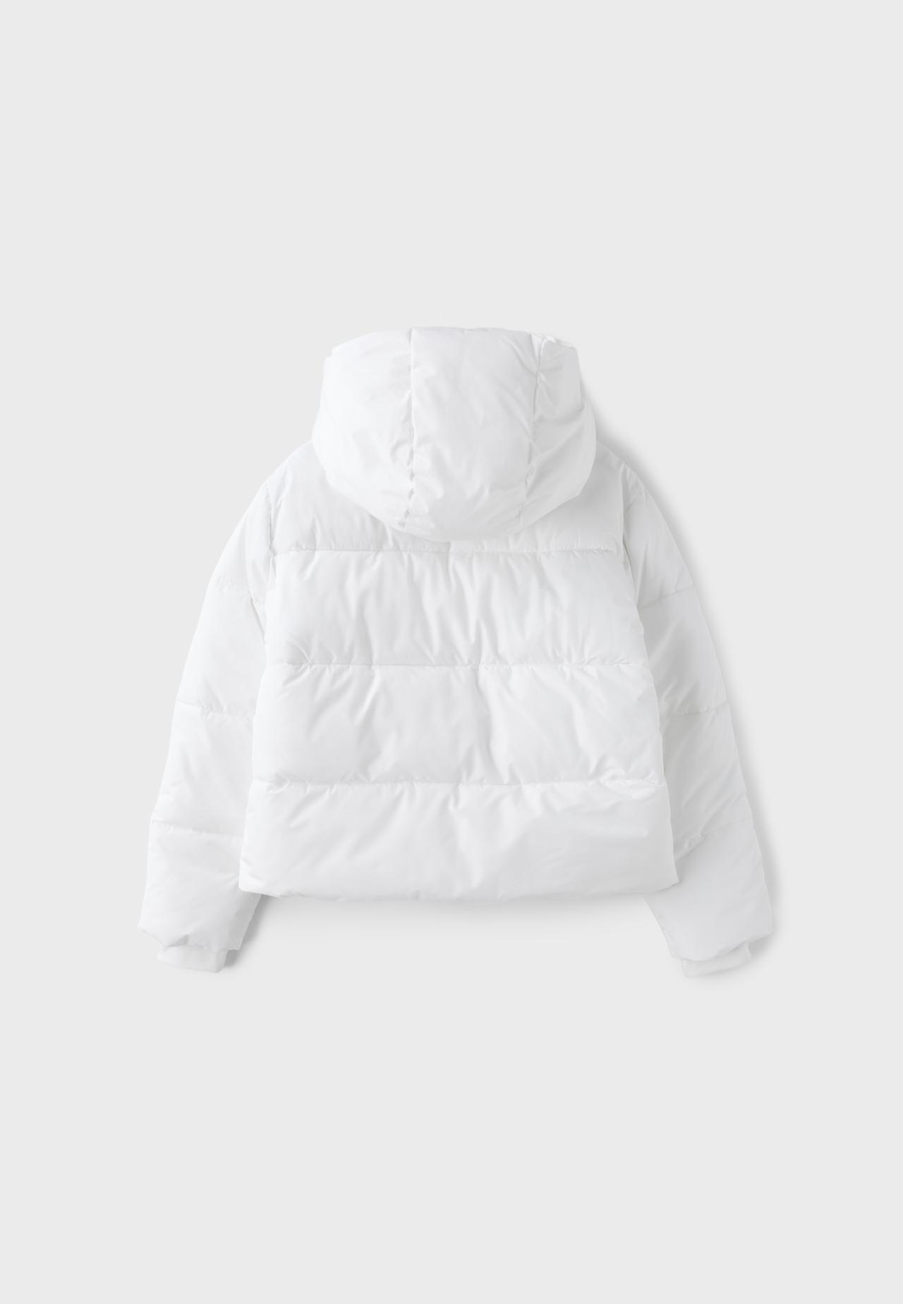 Basic hooded padded jacket — Ecru