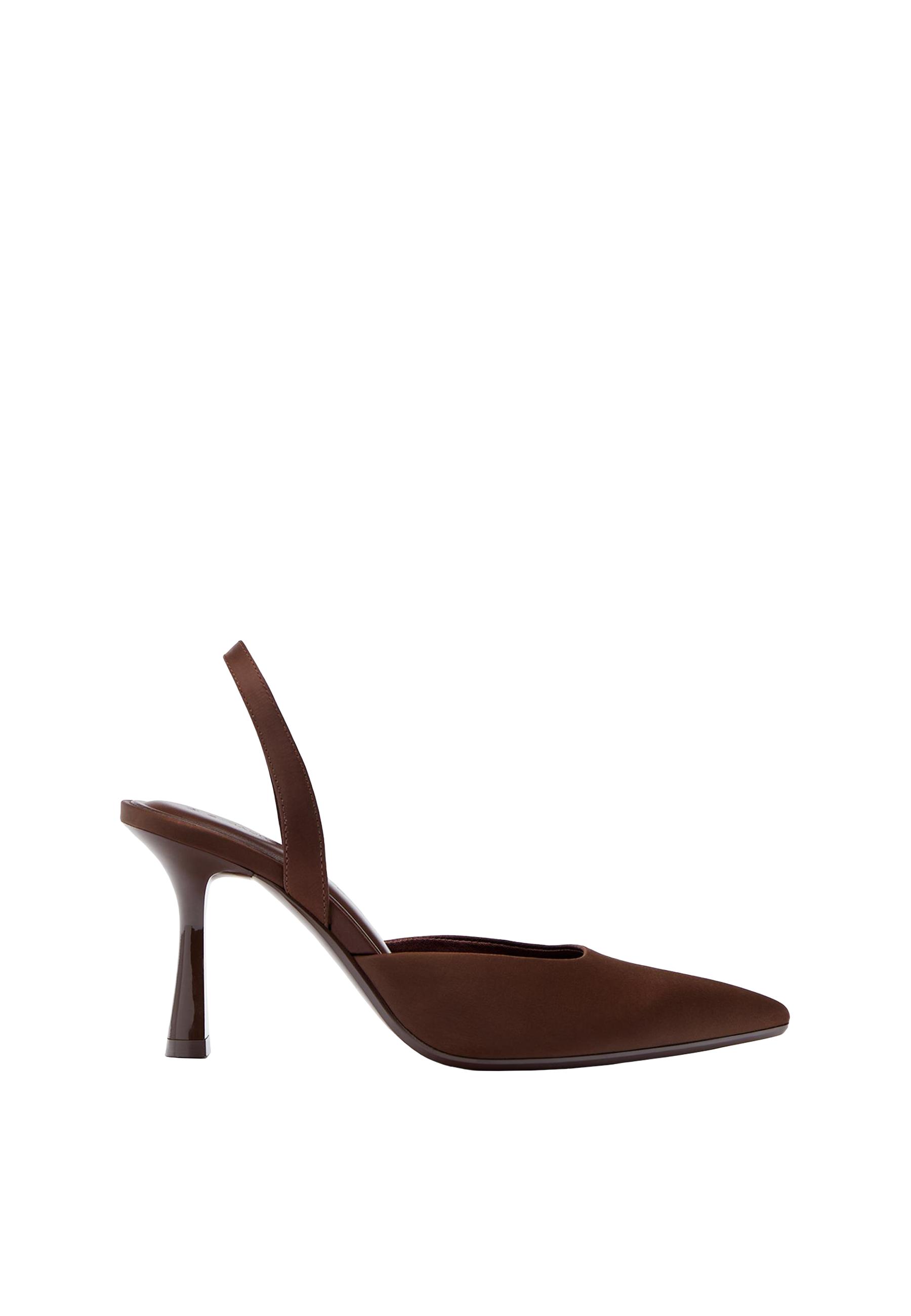 Satin effect stiletto heel shoes — BROWN